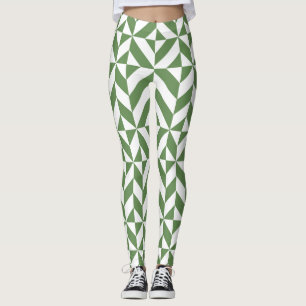 Green Geometric Leggings