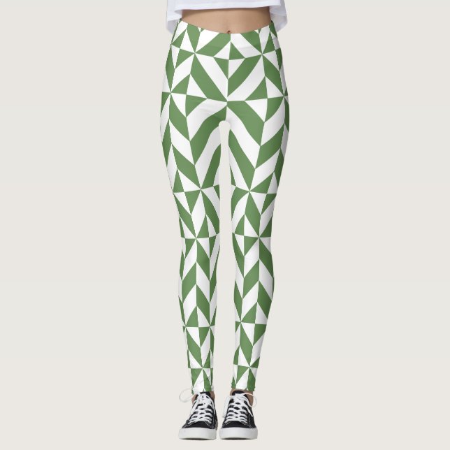 Green Geometric Leggings (Front)