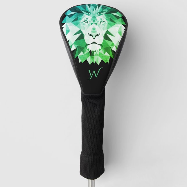 Green Geometric Lion Monogram Golf Head Cover (Front)