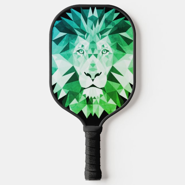 Green Geometric Lion Pickleball Paddle (Front)