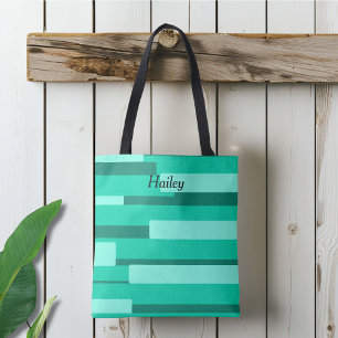 Green Geometric Monogram Tote Bag