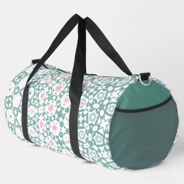 Green Geometric Pattern Fitness Gym Bag (Right Corner)