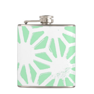Green geometric pattern hip flask