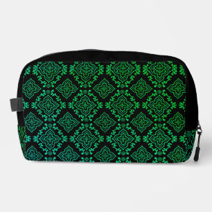 Green Geometric Pattern / Indian Print Dopp Kit