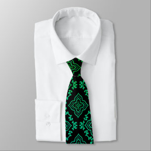 Green Geometric Pattern / Indian Print Tie
