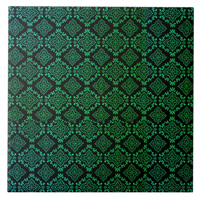 Green Geometric Pattern / Indian Print  Tile (Front)