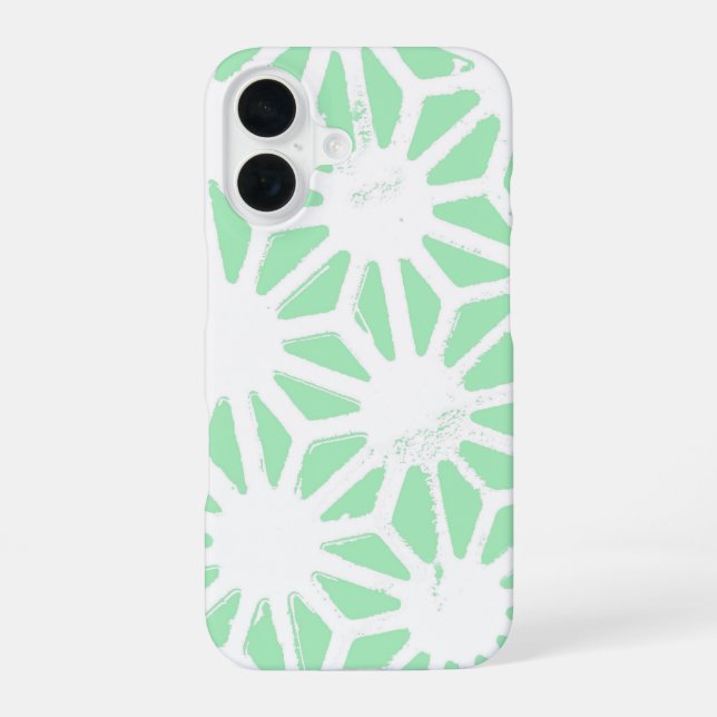 Green geometric pattern iPhone 16 case (Back)