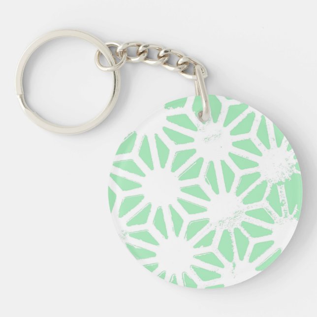 Green geometric pattern key ring (Front)