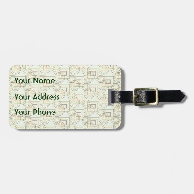 Green Geometric Pattern Luggage Tag (Front Horizontal)