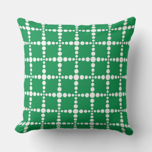 Green Geometric Pattern: Modern Retro Grid Cushion
