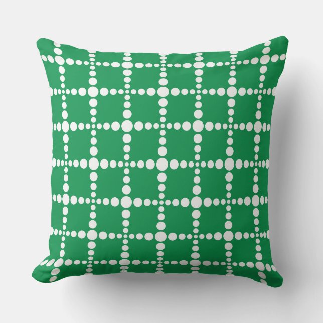 Green Geometric Pattern: Modern Retro Grid  Cushion (Front)