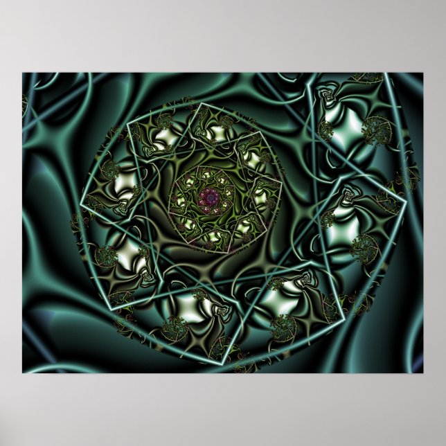 Green Geometric Spiral Poster (Front)