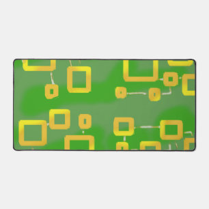 Green Geometric Squares Desk Mat