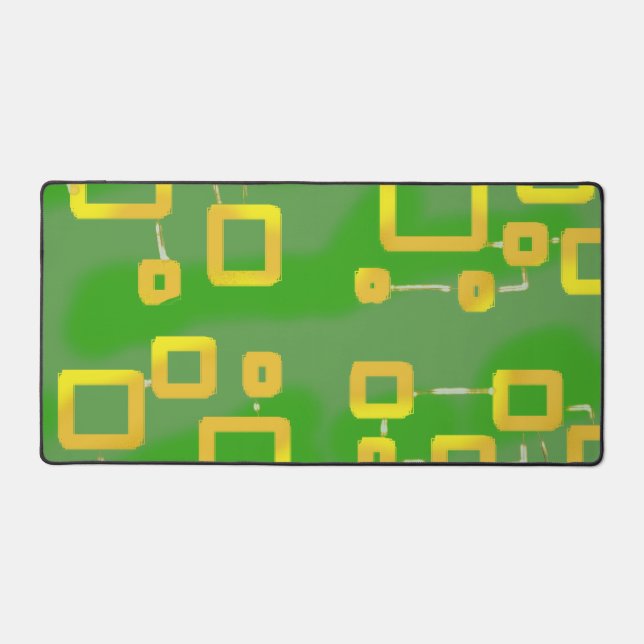 Green Geometric Squares Desk Mat (Front)