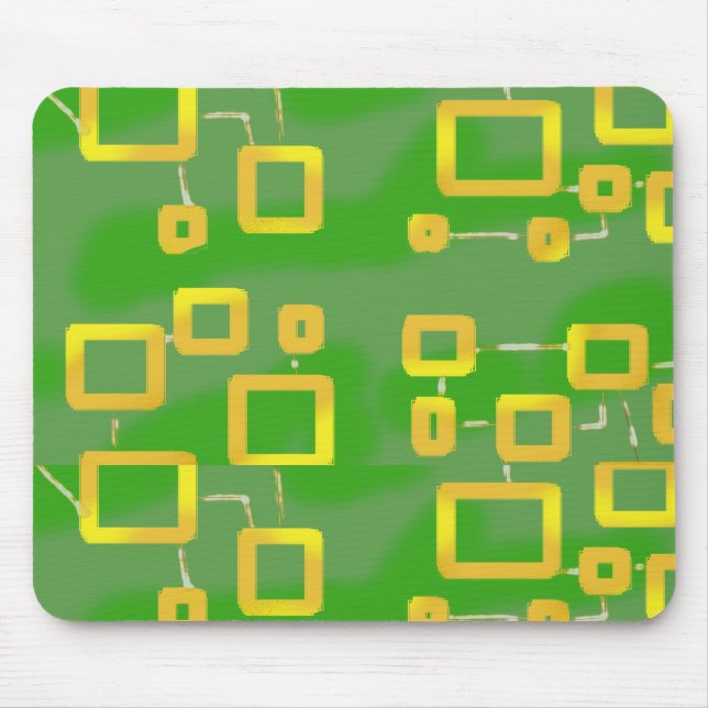 Green Geometric Squares  Mouse Mat (Front)