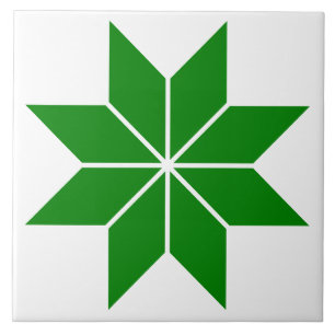 Green geometric star vintage ceramic tile