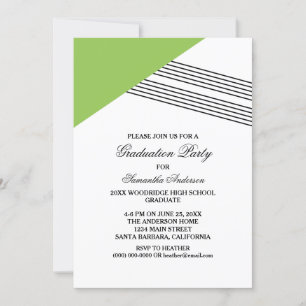 Green Geometric Stripe Graduation Party Invite