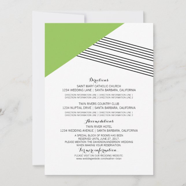 Green Geometric Stripe Information Card (Front)