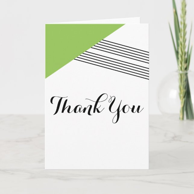Green Geometric Stripe Thank You Card (Front)