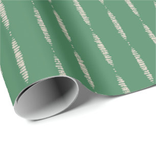 Green geometric stripes bohemian rustic vintage wrapping paper