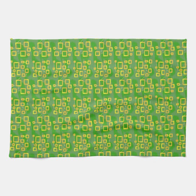 Green Geometric Tea Towel (Horizontal)