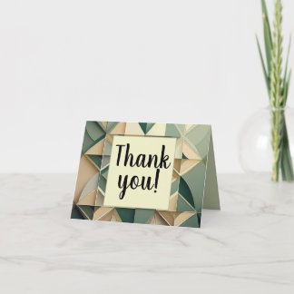 Green Geometric Thank you card