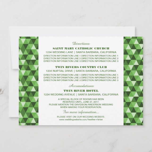 Green Geometric Triangles Information Card (Front)