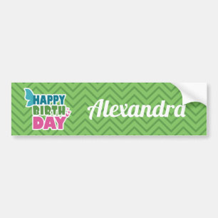 Green geometric zig zag bumber stickers