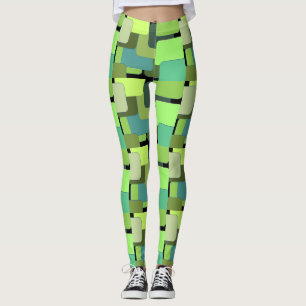 Green  Geometrical Abstract Shape Leggings