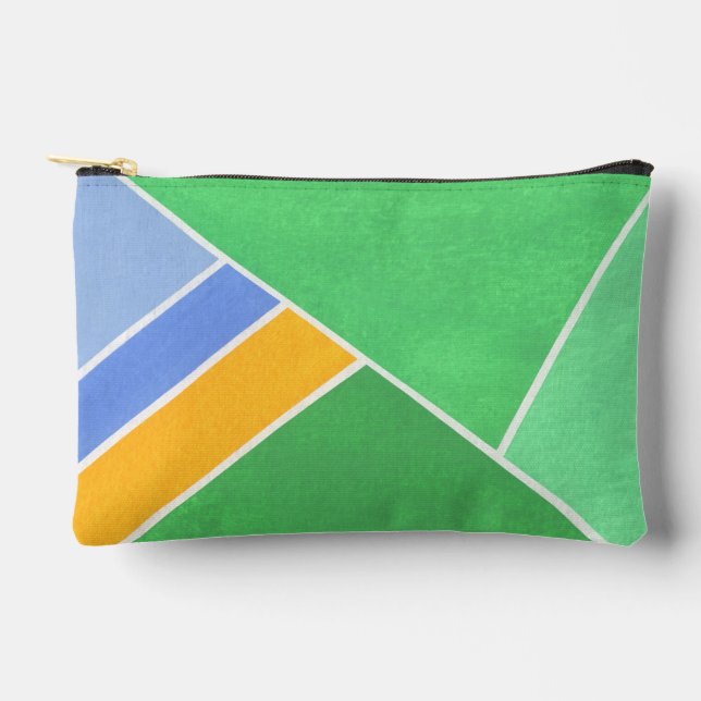 Green Geometry Accessory Pouch (Front)