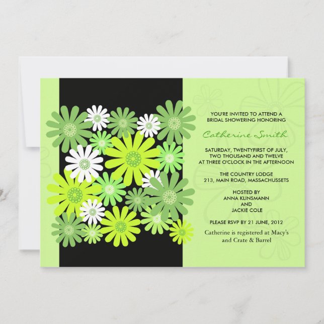Green Gerber Daisy Bridal Shower Invitation (Front)