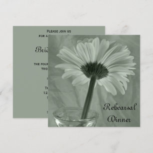 Green Gerber Daisy Wedding Rehearsal Dinner Invitation