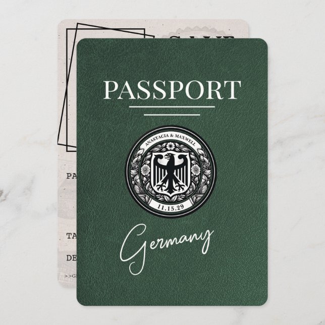 Green Germany Passport Save The Date (Front/Back)