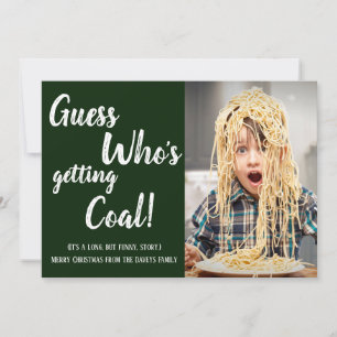 Green Getting Coal Family Photo Christmas Card