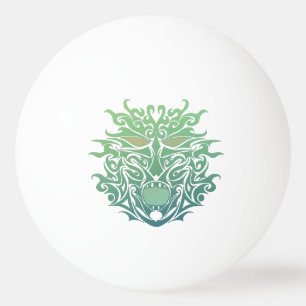 Green Ghost Mask Tribal Tattoo Ping Pong Ball