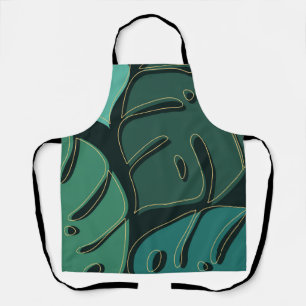 Green giant monstera leaves design apron