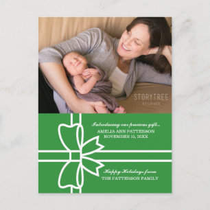 Green Gifted Holiday Photo Postcard