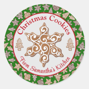 Green Gingerbread Homemade Christmas Cookies Classic Round Sticker