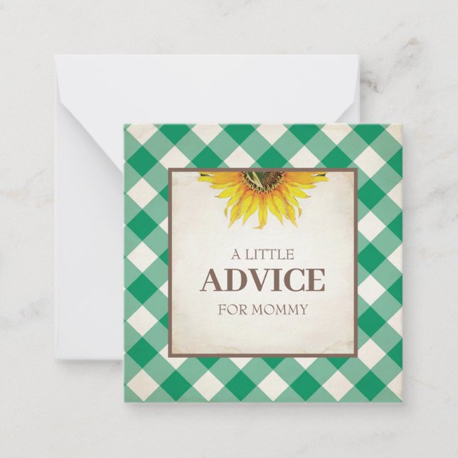 Green Gingham Advice For Mummy Shower Insert Card (Front)