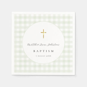 Green Gingham Baby Baptism Paper  Napkin