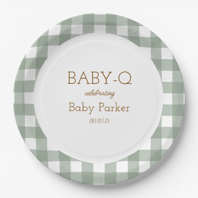 Green Gingham Baby-Q Circular Plate 2 (Front)