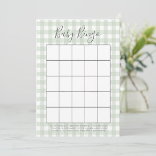 Green Gingham Baby Shower Bingo Cards