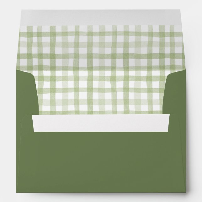 Green Gingham Baby Shower Envelope (Back (Bottom))