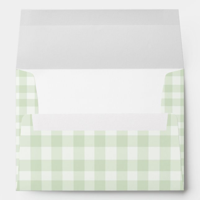 Green Gingham Baby Shower Gender Neutral Envelope (Back (Bottom))
