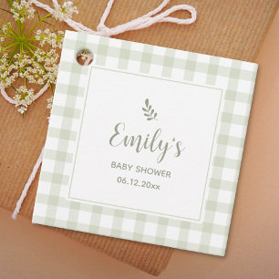 Green Gingham Baby Shower Thank You For Coming Favour Tags
