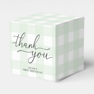 Green Gingham Birthday Thank You Favour Box