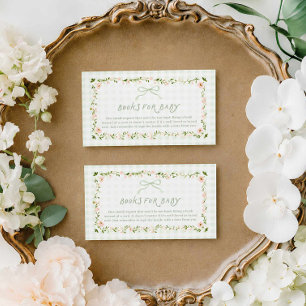 Green Gingham Bow Books for Baby Card