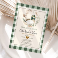 Green Gingham Boy Duck Duck Deuce 2nd Birthday