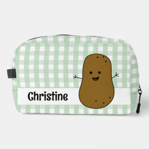 Green Gingham Brown Potato Custom Dopp Kit