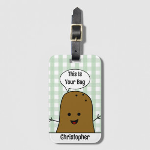 Green Gingham, Brown Potato, Your Bag, Custom Luggage Tag